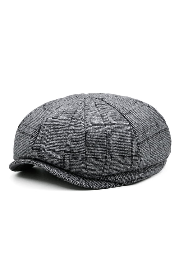 Fashion Men’s Classic Newsboy Hat Blend Wool Vintage Flat Cabbie Cap Boyfriend Gifts Check Beret Peaked Hats Octagonal Hats