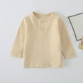 thumbnail image 1 of Nrmvnmi Fashion Toddler Henley Shirt Girls Boys Solid Color Crew Neck Chest button 3/4 Sleeve Shirts Casual Comfortable Tops For Wearing Outside In Spring And Autumn, 1 of 1