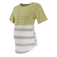 thumbnail image 1 of Nrmvnmi Fashion Women's Patchwork Stripe Short Sleeve Round Neck Summer Nursing Tops Maternity Breastfeeding Cotton T-Shirts Tops, 1 of 8