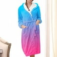 thumbnail image 1 of Nrmvnmi Flannel Hooded Bathrobe Robe For Women Soft Fuzzy Robe Pajamas Lightweight Knee Length Robes With Belt Pockets Solid Color Warm Sleepwear Robe For Fall Winter, 1 of 1