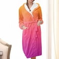 thumbnail image 1 of Nrmvnmi Flannel Hooded Bathrobe Robe For Women Soft Fuzzy Robe Pajamas Lightweight Knee Length Robes With Belt Pockets Solid Color Warm Sleepwear Robe For Fall Winter, 1 of 1