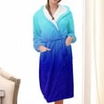thumbnail image 1 of Nrmvnmi Flannel Hooded Bathrobe Robe For Women Soft Fuzzy Robe Pajamas Lightweight Knee Length Robes With Belt Pockets Solid Color Warm Sleepwear Robe For Fall Winter, 1 of 1