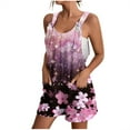 thumbnail image 1 of Nrmvnmi Floral Summer Short Rompers for Women 2024 Casual Loose Sleeveless Tie Knot Strap Jumpsuits Wide Leg Overalls with Pockets Pink SMothers Day Gifts, 1 of 6