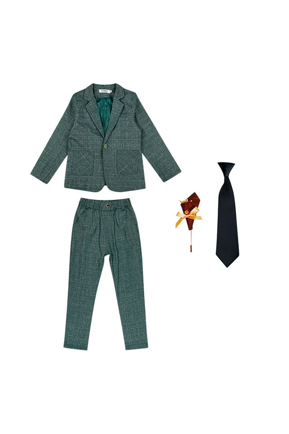 Formal Boys Suit Set Kids Suits Boys' Wedding Outfit Communion Suits Adjustable Waist for Toddler Teenage Boy 4-piece Set