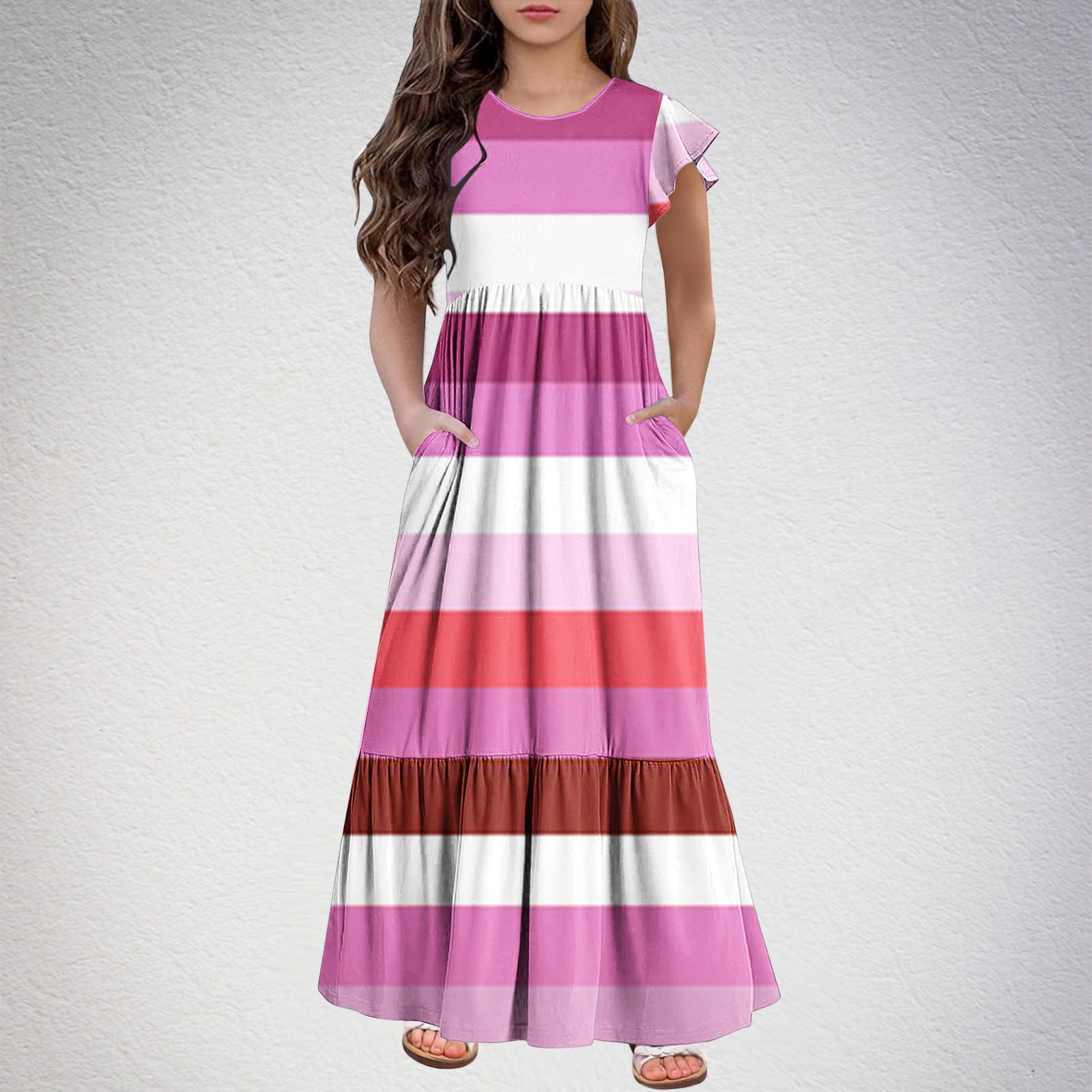 KIDS ROUND NECK TIERED DRESS  12-14 DANCING WITH DESTINY