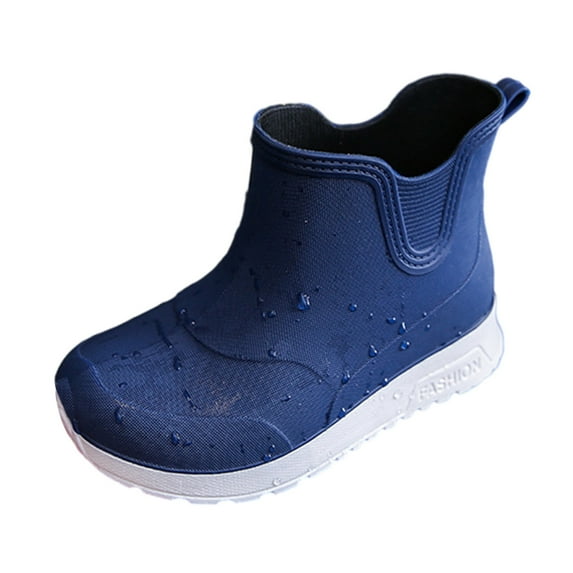 Nrmvnmi Girl's and Boy's Rain Boots Closed Toe Water Boots Children Unisex Rain Shoes Soft Rubber Boots Non Slip Blue Mothers Day Gifts