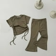 thumbnail image 1 of Nrmvnmi Girls 2 Piece Outfits Summer Clothing Sets Short Sleeve Drawstring T-Shirt and Solid Color Waist Short Mothers Day Gifts 7-10 Years, 1 of 3