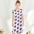 thumbnail image 1 of Nrmvnmi Girls 4th of July Dresses Summer Swing Short Sleeve Round Neck American Flag Star Stripe Casual Dress For 5-15 Years, 1 of 5