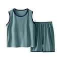 thumbnail image 1 of Nrmvnmi Girls And Boys Clothing Sets Solid Color Sleeveless Round Neck T Shirt And Pant 2 Pieces Sets Outfits For Kids Size 1-7 Years, 1 of 5