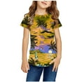 thumbnail image 1 of Nrmvnmi Girls Boys T-shirt Short Sleeve Round Neck Hawaiian Print T-Shirt Summer Clothes Tops For 3-14 Years Girls And Boys, 1 of 5