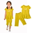 thumbnail image 1 of Nrmvnmi Girls' Casual Summer Set Flower Print Short Sleeve Shirt Swing Hem Tunic Top + Elastic Waistband Capri Pants 2PCS Set Summer Suit, 1 of 5
