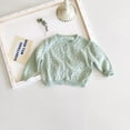thumbnail image 1 of Nrmvnmi Girls' Crochet Knitted Cardigan Sweater Kids Sweet Solid Color Crew neck Long Sleeve Elastic Button Closure Cropped Knitwear Cover Up Casual Comfortable Clothings, 1 of 1