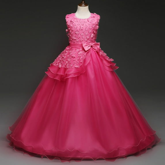 Nrmvnmi Girls Maxi Dress Sleeveless Embroidery Dress Bridesmaid Wedding Pageant Party Princess Communion Floral Boho Vintage Lace Dance Gown