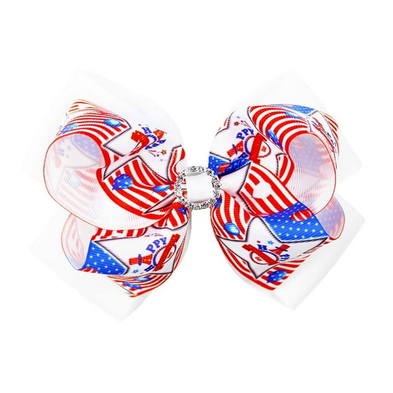 Nrmvnmi Girls' Patriotic Print Hair Clip 4th of July Themed Bow Bound Clip Independence Day Hair Clip