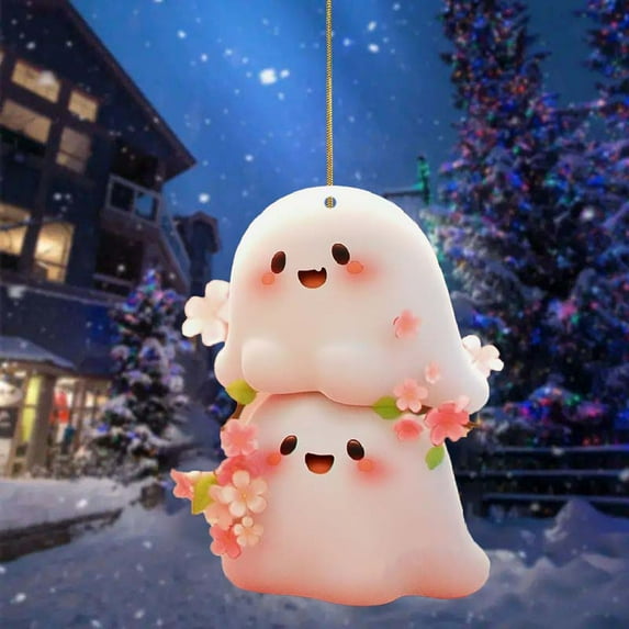 Nrmvnmi Halloween Car Interior Hanging Ornament Ghost Rear View Mirror Accessories, Cute Swinging Charm for Bag, Wallet, Lanyard | Great as Decoration, Party Favors & Gifts