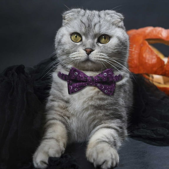 Nrmvnmi Halloween Cat Collar Breakaway with Cute Bow Tie and Bell for Kitty Adjustable Safety