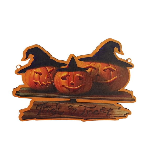 Nrmvnmi Halloween Pumpkin Hanging Sign Spooky Front Door Welcome Sign Wall Sign Plaque for Indoor Outdoor Decor Home Yard Decorative Signs Treat or Trick Halloween Party Decoration