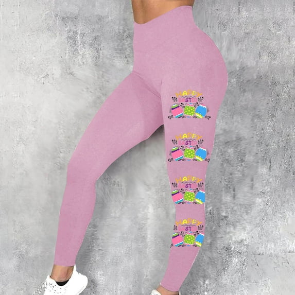 Nrmvnmi Happy Easter Leggings for Women Butt Lift High Waisted Fit No See-Through Yoga Pants Workout Running Leggings Mothers Day Gifts