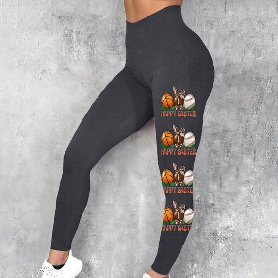 Nrmvnmi Happy Easter Leggings for Women Butt Lift High Waisted Fit No See-Through Yoga Pants Workout Running Leggings Mothers Day Gifts