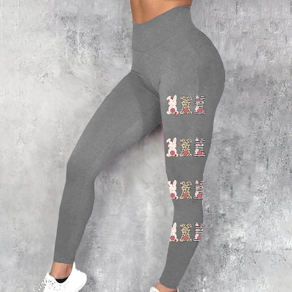 Nrmvnmi Happy Easter Leggings for Women Butt Lift High Waisted Fit No See-Through Yoga Pants Workout Running Leggings Mothers Day Gifts
