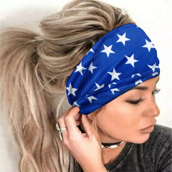 Nrmvnmi Headbands for Women Knotted Headband Elastic Head Bands Women's Hair Band Non-Slip Turban Printed Stylish Sport Sweat Hair Wrap for Girls Cute Hair Accessories