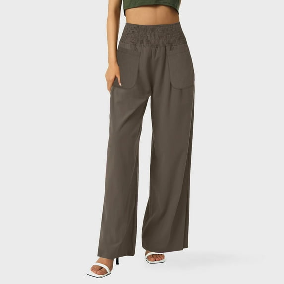 Nrmvnmi High Waisted Capri Pants for Women Linen Trendy Wide Leg Summer Capris Loose Comfy Casual Palazzo Pants with Pockets Mothers Day Gifts