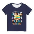 thumbnail image 1 of Nrmvnmi "IT IS A GOOD DAY TO READ"Shirts for Kids Short Sleeve Graphic T-Shirt Round Neck Crop Top for Little & Big Girls and Boy T-Shirt Tee Navy-3 Years, 1 of 4