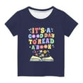 thumbnail image 1 of Nrmvnmi "IT IS A GOOD DAY TO READ"Shirts for Kids Short Sleeve Graphic T-Shirt Round Neck Crop Top for Little & Big Girls and Boy T-Shirt Tee Navy-3 Years, 1 of 4