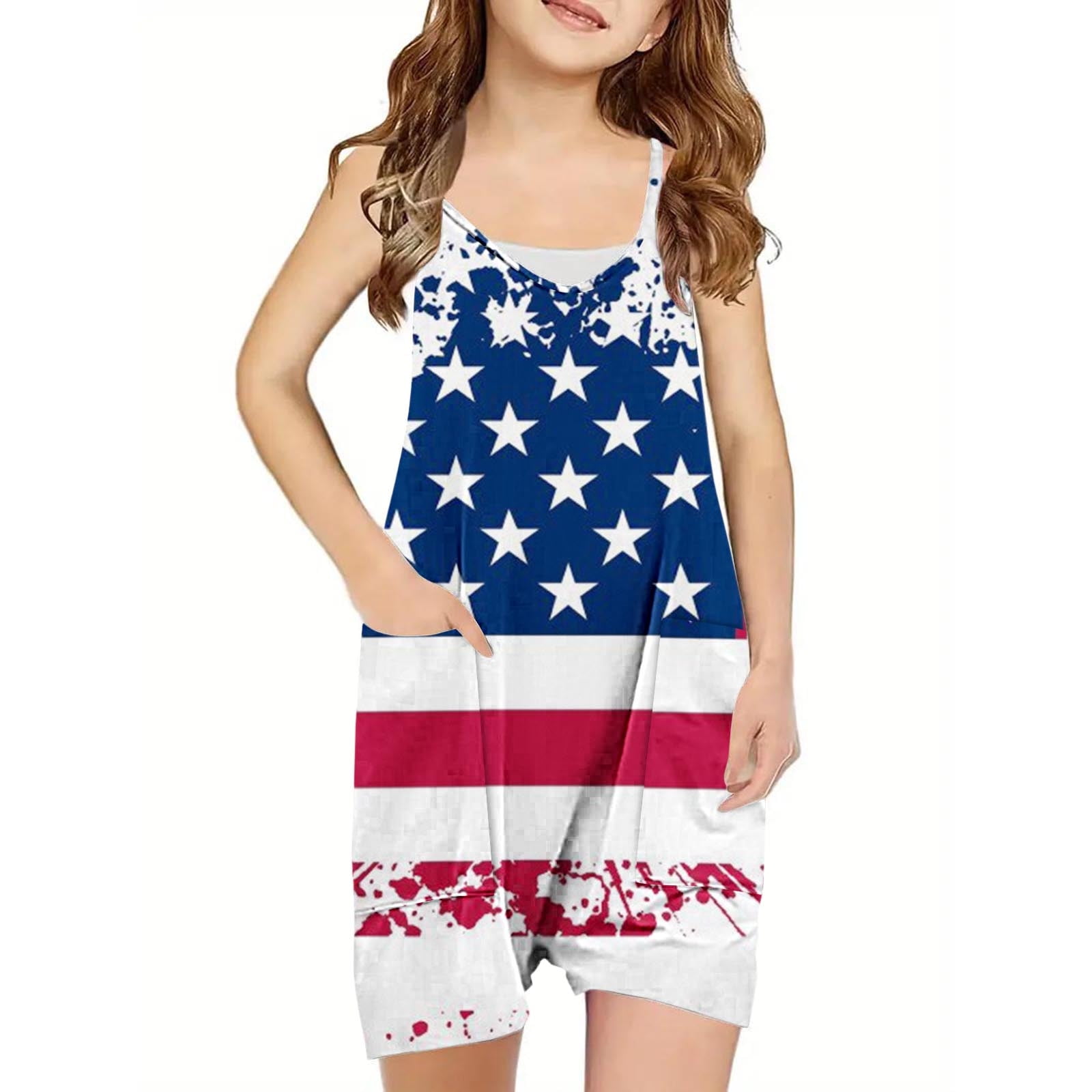 Girls 2-Piece Summer Romper Set - Spaghetti Strap Jumpsuit & Irregular Sleeve T-Shirt - Toddler To Kids Sizes 2T-7