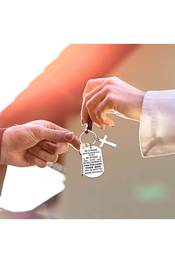 Inspirational Scripture Metal Key Chains with Cross Pendant - Bible Verse Keychain Religious Gift for Christian