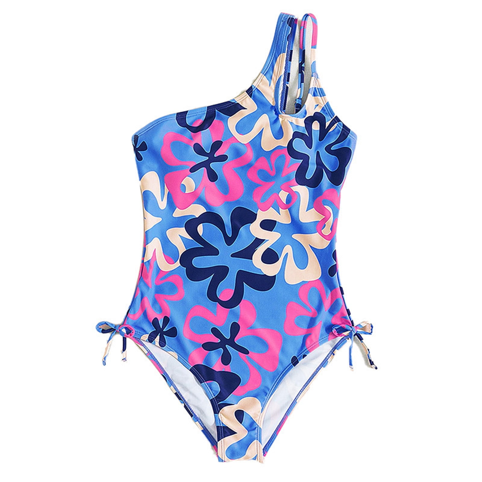 Akiihool Baby Girl Swimsuit Girls' Morgan Floral Ruffle Shoulder 1 Piece Swimsuit (A,6-9 Months