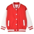 thumbnail image 1 of Nrmvnmi Kids Baseball Jackets Boys Girls Fit Varsity Jacket Casual Lightweight Plain Cardigan Button School Coat, 1 of 2