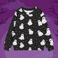 thumbnail image 1 of Nrmvnmi Kids Boys Girls Halloween Sweatshirt Cute Ghost Graphic Print Pullover Tops Casual Crew Neck Long Sleeve Holiday Blouse Trendy Fall Shirt Warm Fall Winter Halloween Clothes, 1 of 1