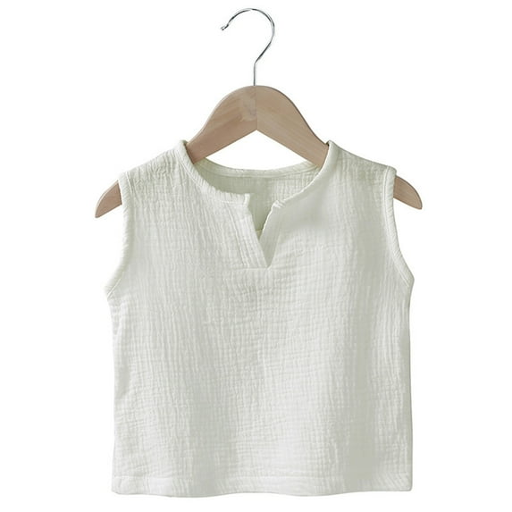 Nrmvnmi Kids Boys Girls Summer Tank Tops Solid Color Round Neck Sleeveless Undershirts Summer T Shirt For 9 Months-8 Years