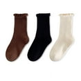 thumbnail image 1 of Nrmvnmi Kids Girls Ruffle Socks,Casual Cute Ankle Socks Breathable Knit Cotton Soft Frilly Crew Socks Thin Solid Color Socks Breathable Pile Socks For Girls 3 Pairs, 1 of 1
