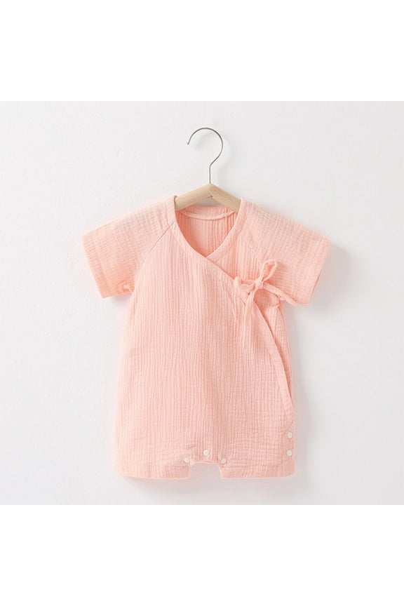 Kimono Robe Newborn Cotton Yarn Robe Solid Color Short Sleeve Baby Romper Infant Japanese Pajamas Mothers Day Gifts 0-3 Months