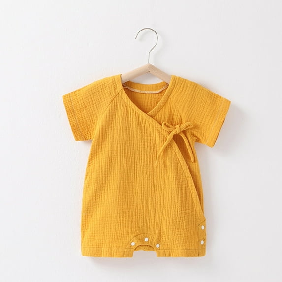 Nrmvnmi Kimono Robe Newborn Cotton Yarn Robe Solid Color Short Sleeve Baby Romper Infant Japanese Pajamas Mothers Day Gifts 3 Months
