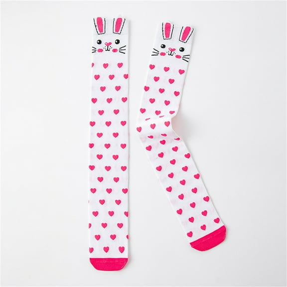 Nrmvnmi Knee High Socks For Girls, Cute Cartoon Compression Sock, Comfy Breathable Long Cotton Stocking Fashion Socks Kids Cotton Socks Mid Calf Long Boot Socks