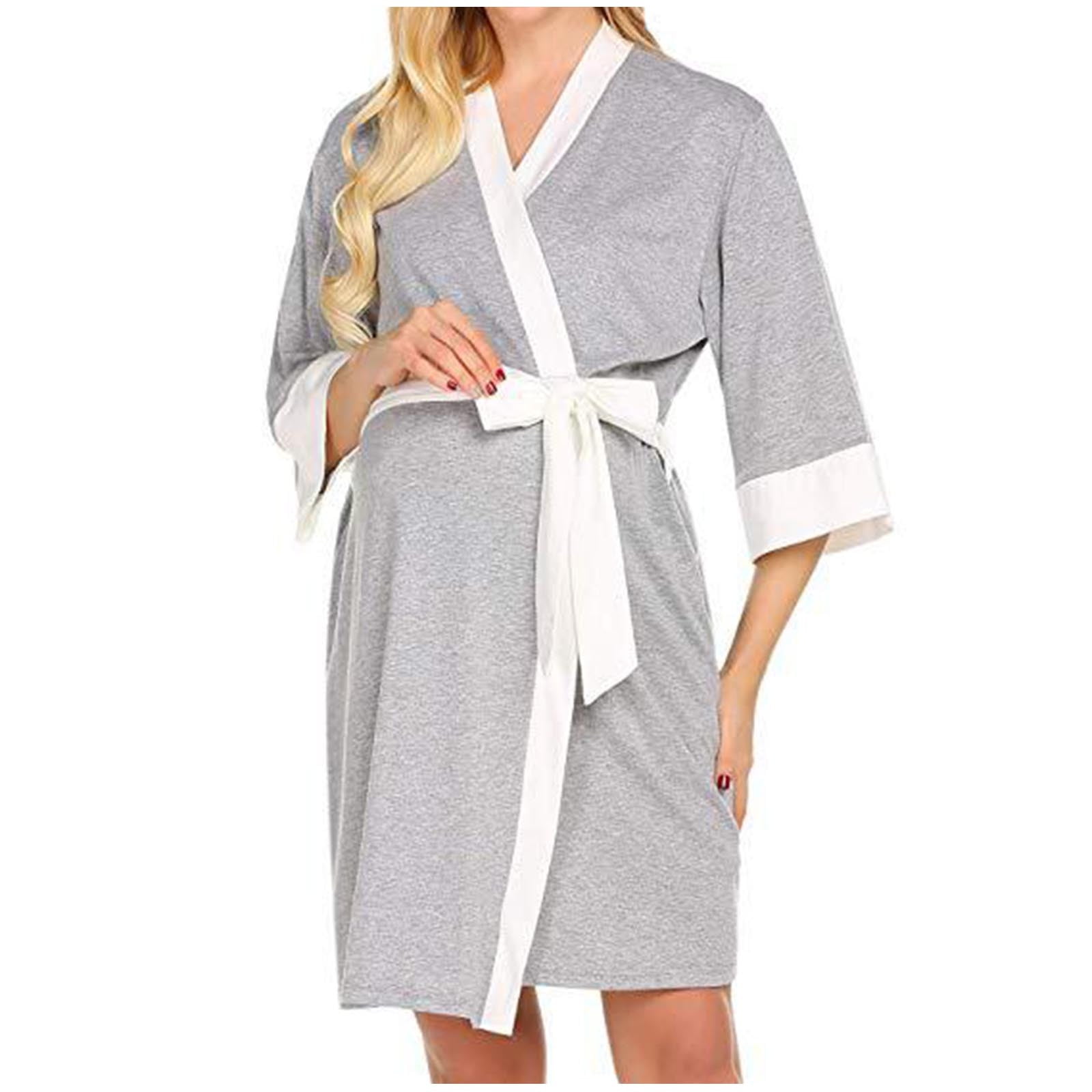 Nrmvnmi Knitting Cotton Bathrobe Robes For Pregnant Woman Maternity ...