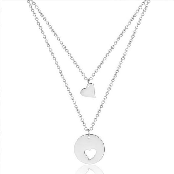 Nrmvnmi Layered Heart Necklace Pendant Plated Dainty Choker Layering Long Necklace for Women Birthday Gift