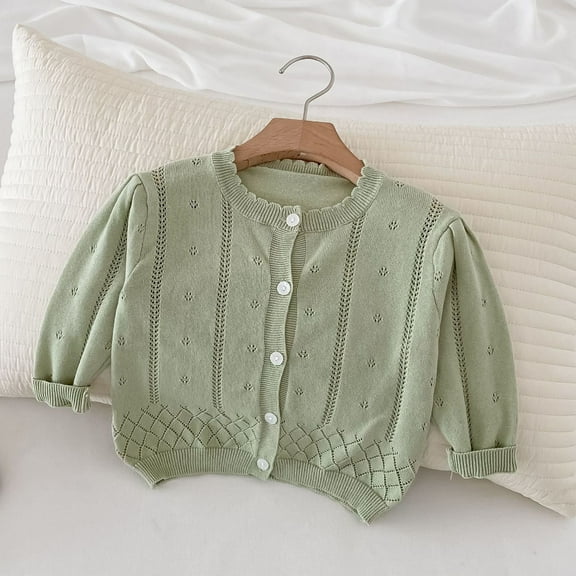 Nrmvnmi Little Boys Girls Thin Cardigan Sweater Coat Solid Color Crew Neck Long Sleeve Button Sweater Spring And Autumn Fashion Versatile Knitted Warm Sweater For 18 months -9 Years Children