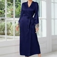 thumbnail image 1 of Nrmvnmi Long Silk Robe Bathrobe For Women Solid Color Long Kimono Satin Bridesmaids Robes Lightweight Soft Sleepwear Full Length Bathrobe Cardigan Nightgown For Spring Fall, 1 of 1