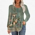 thumbnail image 1 of Nrmvnmi Long Sleeve Shirts for Women Fall Tops Dressy Shirts Casual Blouses Pleated Scooped Neck Tunic Tops Cute Curved Hemline Tunic Tops, 1 of 5