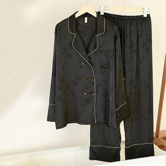 Nrmvnmi Lovers Pajama Sets For Men Women Cotton Modal Long-Sleeve Shirt And Full-Length Pants Pajama Sets Premium Ice Silk pajamas Sets 2024 New Fashionable Pants Couple Loungewear