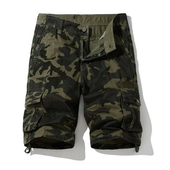 Nrmvnmi Men Casual Fashion Solid Shorts With Multi-pocket Button Zipper Elastic Waist Shoort Pants Father's Day Gifts For Dad ,4th of July Gifts for Men