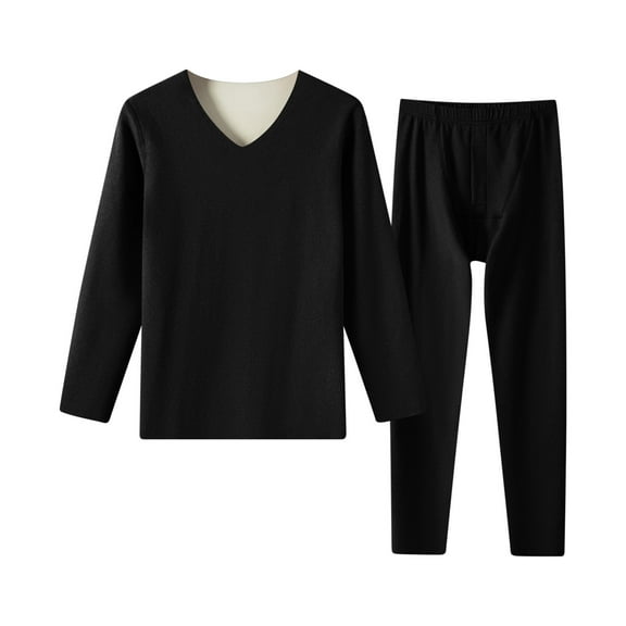 Nrmvnmi Men Pajama 2 Piece Set V Neck Long Sleeve Nightwear Tops And Elastic Waist Ankle Length Pants Solid Color Casual Comfy Sleepwear Slim Fit Loungewear