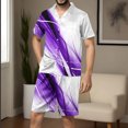 thumbnail image 1 of Nrmvnmi Men Satin Silk Pajamas Set 2 Piece Gradient Color Summer Sleepwear Sets Shirt Collar Short Sleeved Button Down Cardigan Tops With Pocket And Elastic Waist Shorts Loungewear, 1 of 1