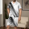 thumbnail image 1 of Nrmvnmi Men Satin Silk Pajamas Set 2 Piece Gradient Color Summer Sleepwear Sets Shirt Collar Short Sleeved Button Down Cardigan Tops With Pocket And Elastic Waist Shorts Loungewear, 1 of 1
