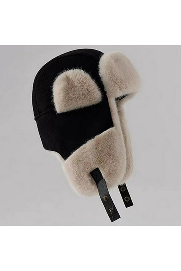 Men Women Fur Hat Fur Russian Ushanka Hats Earflap Trapper Hat For Winter Solid Color Thick Outdoor Warm Ear Protection Adult Lei Feng Hat