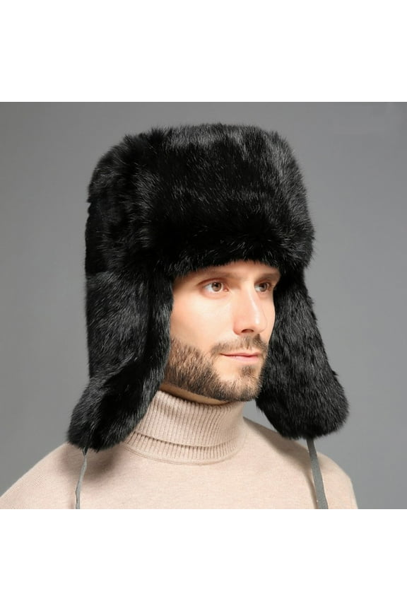 Men Women Fur Hat Fur Russian Ushanka Hats Earflap Trapper Hat For Winter Solid Color Thick Outdoor Warm Ear Protection Adult Lei Feng Hat